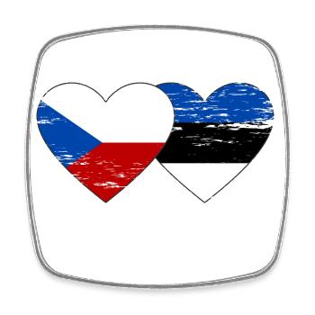 République tchèque Drapeau de l’Estonie coeur utilisé - Magnet carré - blanc - Devant