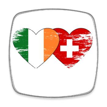Drapeau de l’Irlande Suisse Coeur - Magnet carré - blanc - Devant