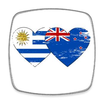 Uruguay Nouvelle-Zélande drapeau coeur utilisé - Magnet carré - blanc - Devant