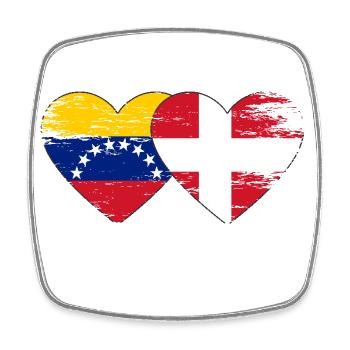 Venezuela Dänemark Flagge Hände Herzform used - Viereckiger Kühlschrankmagnet - Weiß - Vorne