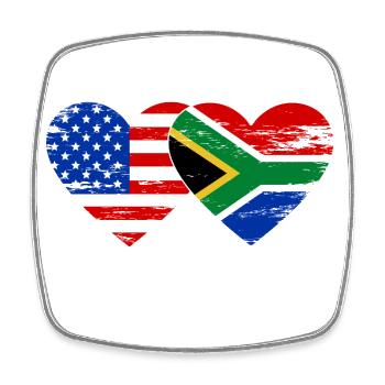 USA South Africa Flag Heart Shape Used - Square fridge magnet - white - Front