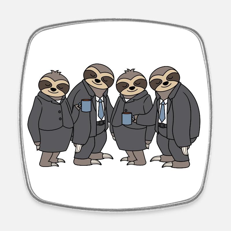 Funny Sloths Group Bureau Équipe Collègues de café - Magnet carré - blanc