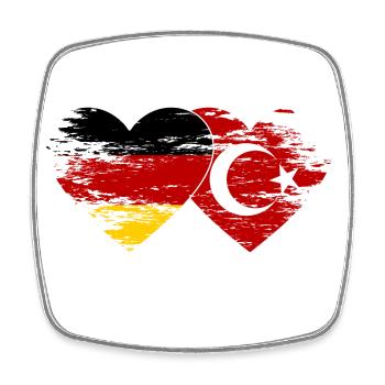 Germany Turkey Flag Used Heart - Square fridge magnet - white - Front