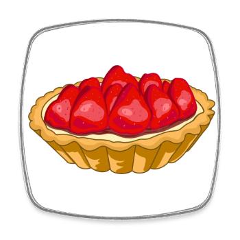 Strawberry tart - Square fridge magnet - white - Front