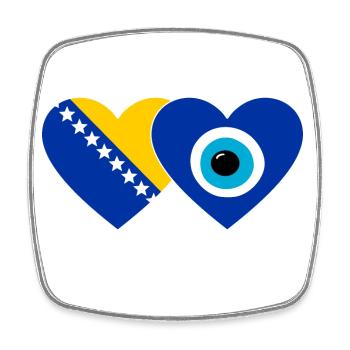 Bosnien Nazarperle Flagge - Viereckiger Kühlschrankmagnet - Weiß - Vorne