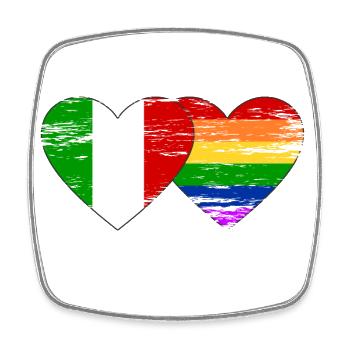 Italy rainbow flag used - Square fridge magnet - white - Front