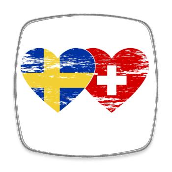 Suède Suisse Drapeau Coeur Utilisé - Magnet carré - blanc - Devant