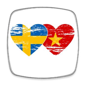 Sweden Vietnam Flag Heart Used - Square fridge magnet - white - Front