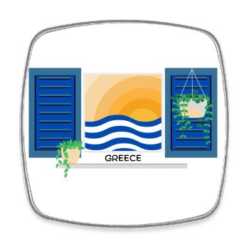 Greece Summer Motif - Square fridge magnet - white - Front