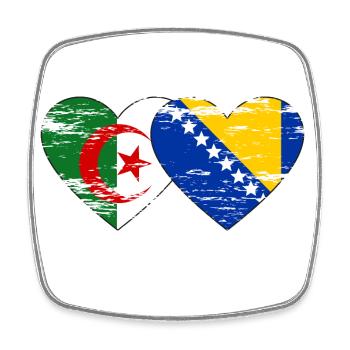 Algerien Bosnien Flagge Herz used - Viereckiger Kühlschrankmagnet - Weiß - Vorne