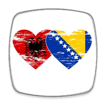 Albanien Bosnien Flagge Herz used - Viereckiger Kühlschrankmagnet - Weiß - Vorne