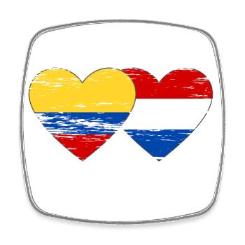 Colombia Holland Flag Heart Used - Square fridge magnet - white - Front
