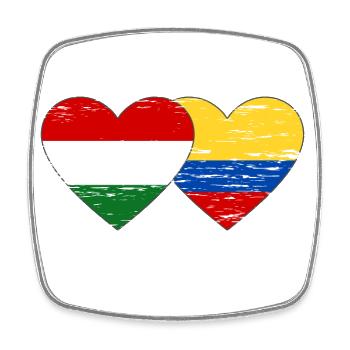 Hongrie Colombie drapeau coeur utilisé - Magnet carré - blanc - Devant