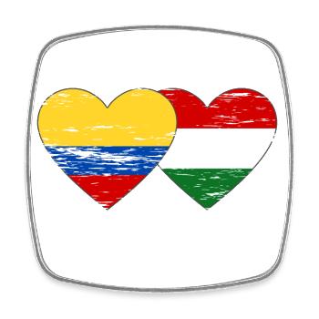 Kolumbien Ungarn Flagge Herz used - Viereckiger Kühlschrankmagnet - Weiß - Vorne