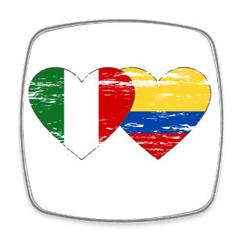 Italy Colombia Flag Heart Used - Square fridge magnet - white - Front