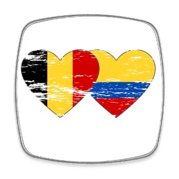 Belgique Colombie drapeau coeur utilisé - Magnet carré - blanc - Devant