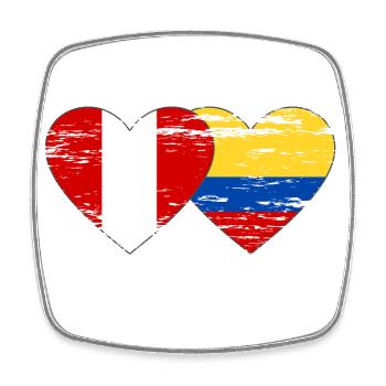 Peru Kolumbien Flagge Herz used - Viereckiger Kühlschrankmagnet - Weiß - Vorne