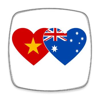 Vietnam Australie Drapeau Coeur - Magnet carré - blanc - Devant