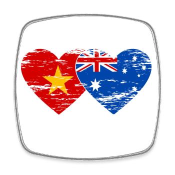 Vietnam Australie Drapeau Coeur Utilisé - Magnet carré - blanc - Devant