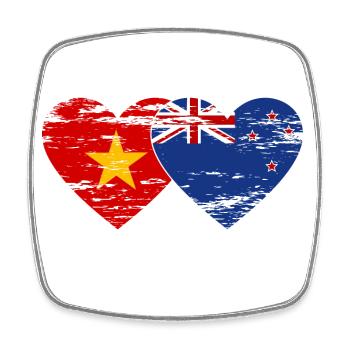 Vietnam New Zealand Flag Heart Used - Square fridge magnet - white - Front
