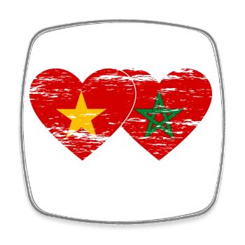 Vietnam Morocco flag heart used - Square fridge magnet - white - Front