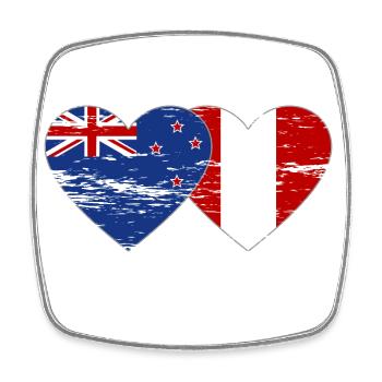 Neuseeland Peru Flagge Herz used - Viereckiger Kühlschrankmagnet - Weiß - Vorne
