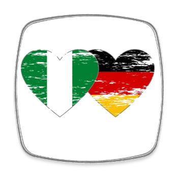 Nigeria Germany flag heart used - Square fridge magnet - white - Front