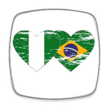 Nigeria Brésil Drapeau Coeur utilisé - Magnet carré - blanc - Devant