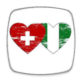 Drapeau suisse Nigeria coeur utilisé - Magnet carré - blanc - Devant