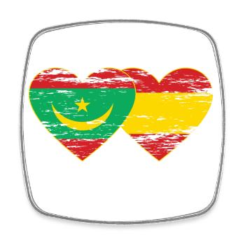 Mauritania Spain flag heart used - Square fridge magnet - white - Front