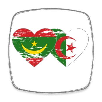Algeria Mauritania Flag Heart used - Square fridge magnet - white - Front