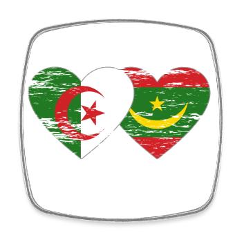 Algeria Mauritania Flag Heart used - Square fridge magnet - white - Front