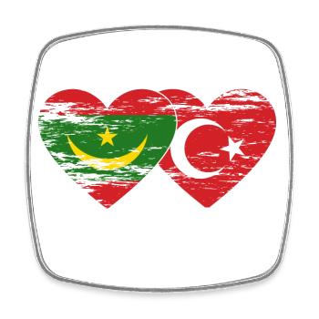 Mauritania Turkey Flag Heart Used - Square fridge magnet - white - Front