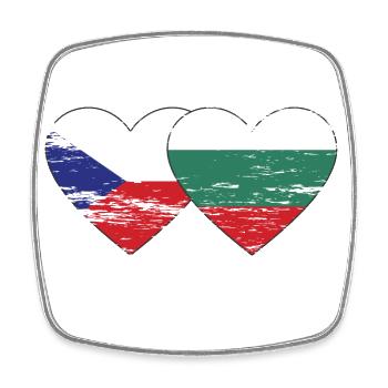 République tchèque bulgare drapeau coeur utilisé - Magnet carré - blanc - Devant