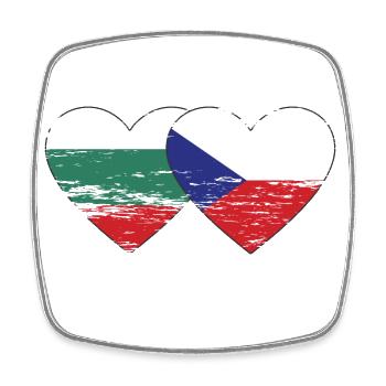 Bulgarie République tchèque Drapeau Coeur utilisé - Magnet carré - blanc - Devant