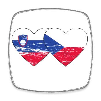 Slovénie République tchèque Drapeau Coeur utilisé - Magnet carré - blanc - Devant