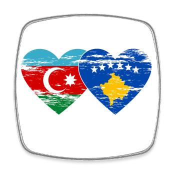 Drapeau de l’Azerbaïdjan et du Kosovo coeur utilisé - Magnet carré - blanc - Devant