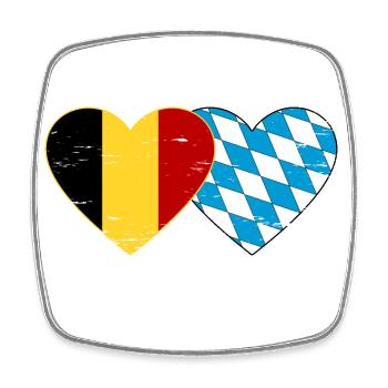 Belgium Bavaria flag heart used - Square fridge magnet - white - Front