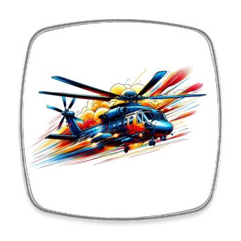 Helicopter - Color Splash - Square fridge magnet - white - Front