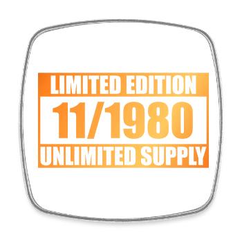 44e anniversaire Édition limitée - ꝏ Approvisionnement 11/1980 - Magnet carré - blanc - Devant