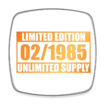 40. Geburtstag Limited Edition - ꝏ Supply 02/1985 - Viereckiger Kühlschrankmagnet - Weiß - Vorne