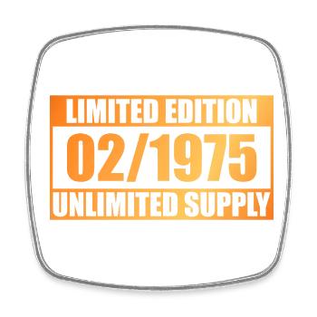 50. Geburtstag Limited Edition - ꝏ Supply 02/1975 - Viereckiger Kühlschrankmagnet - Weiß - Vorne