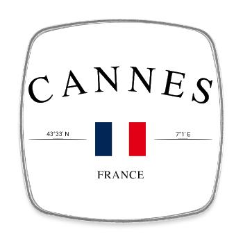 Cannes France – Holiday Souvenir & Gift - Square fridge magnet - white - Front