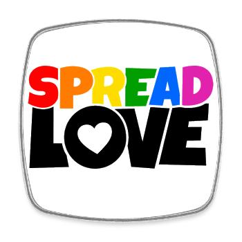 T-shirt with Spread Love in rainbow colours - Square fridge magnet - white - Front