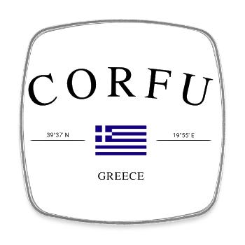 Corfou, Grèce – Souvenir et cadeau de vacances - Magnet carré - blanc - Devant
