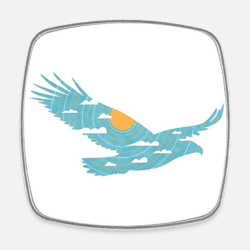 Oiseau & Soleil - Magnet carré - blanc