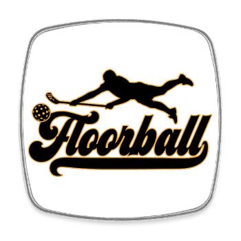 Farben änderbar | Floorball Spieler Unihockey - Viereckiger Kühlschrankmagnet - Weiß - Vorne