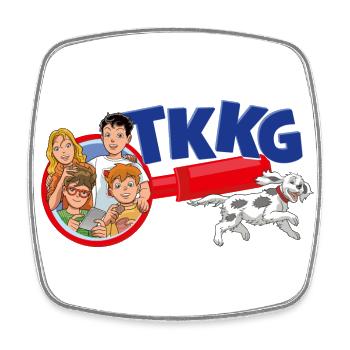 TKKG Junior Logo Die Bande Mit Oskar Und Lupe - Viereckiger Kühlschrankmagnet - Weiß - Vorne