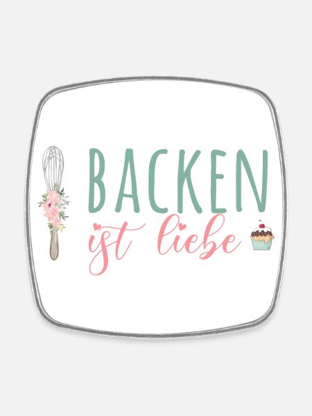 Backen ist Liebe! - Viereckiger Kühlschrankmagnet - Weiß