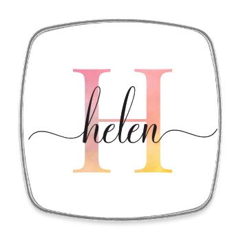 H | Monogram | Name | Helen |Watercolor - Square fridge magnet - white - Front